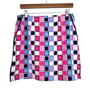 GOLFTINI "Make It Happen" Performance Golf Skort Multi Color Squares Size 6